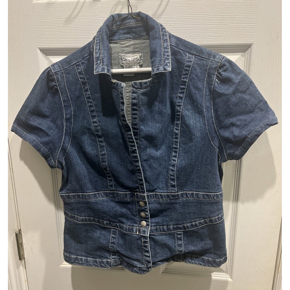 Live A Little Women's Denim Shirt Top Blue Size Large RN 63963